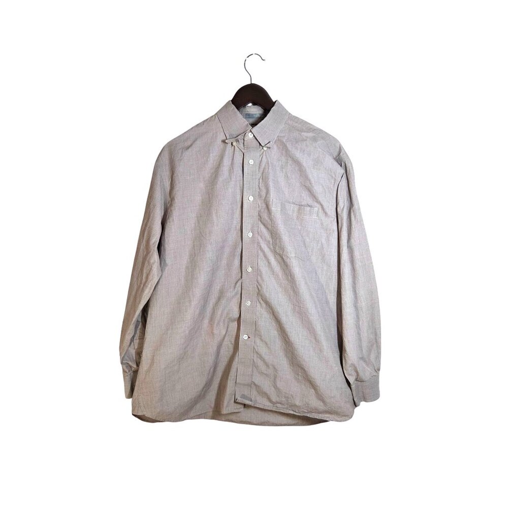 Daniel Cremieux Signature Beige Cotton Long Sleeve Button Down Dress Shirt Large